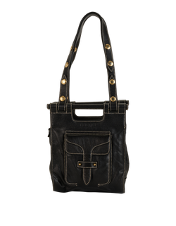 Vintage Shoulder Bag, Leather, Black, 290806, DB, 2*